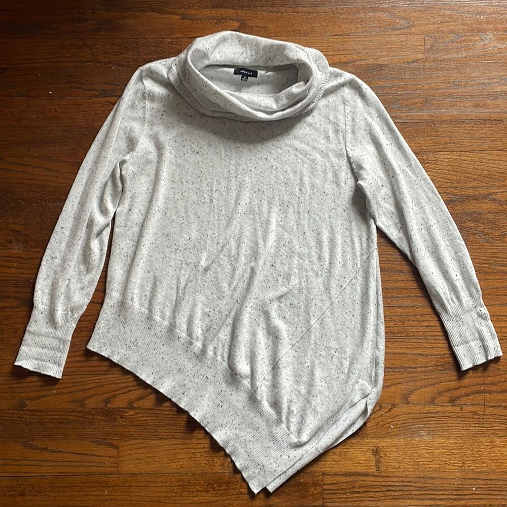 Verve Ami White and Black Flecked Cowl Neck Sweater